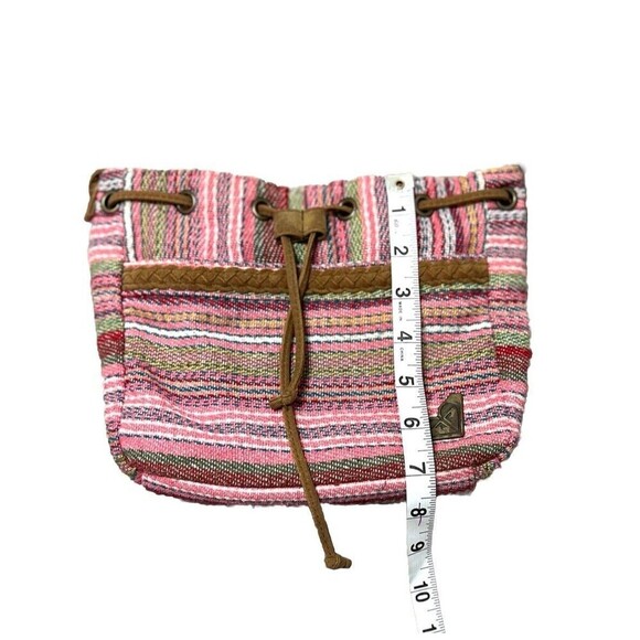 Roxy Women’s Pink Crochet Woven Aztec Southwestern‎ Pastel Mini Drawstring Bag - Picture 5 of 10